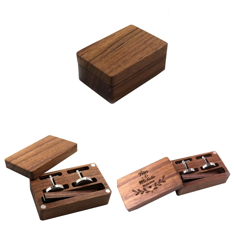 

Ceremony Tie Clip Bearer Box Modern Wood Box Storage Holder for Women Girl Q81D