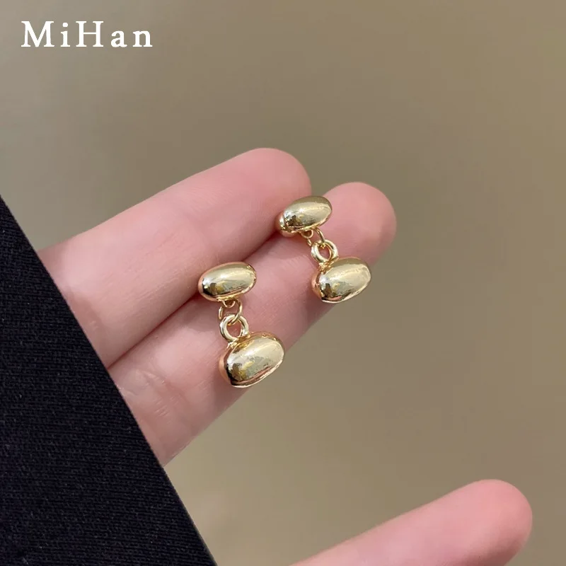 

Mihan Fashion Jewelry Small Bead Earrings 925 Silver Needle Simply Cool Design Metal Gold Color Drop Earrings For Women Girl
