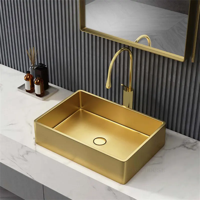 

Nordic Stainless Steel Countertop Basin Rose Gold Bathroom Sink Washbasin Household Balcony Wash Basin Single Basin Toilet Basin