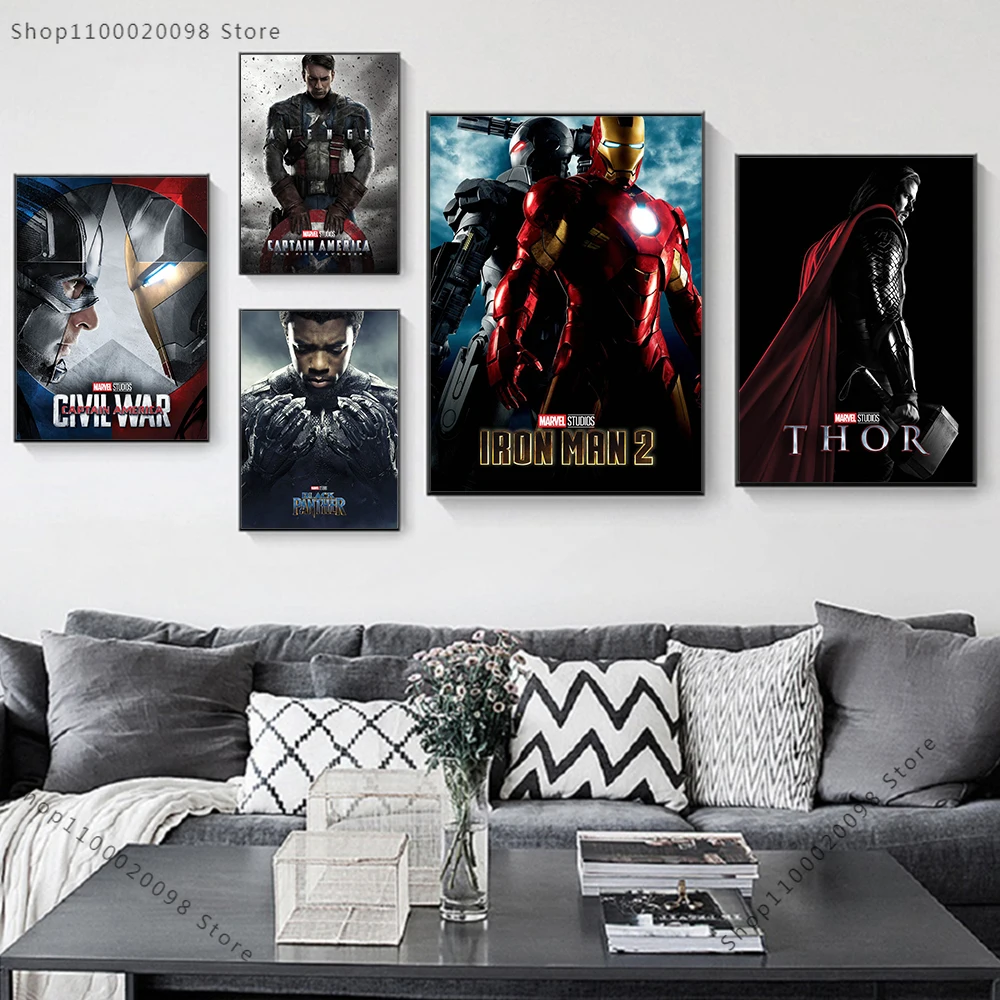 

Marvel Мстители Капитан Америка Железный человек фильм супергерой Картина на холсте художественные Плакаты для гостиной Декор принты домашни...