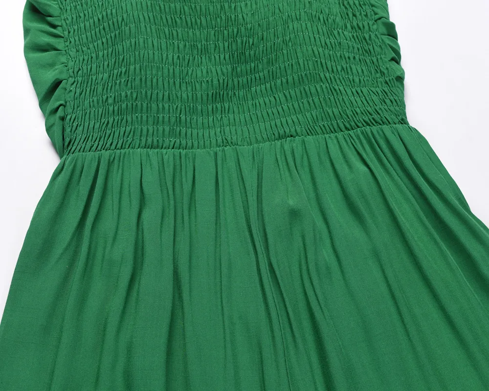 Женский пляжный комбинезон на бретельках повседневный однотонный с бантом и