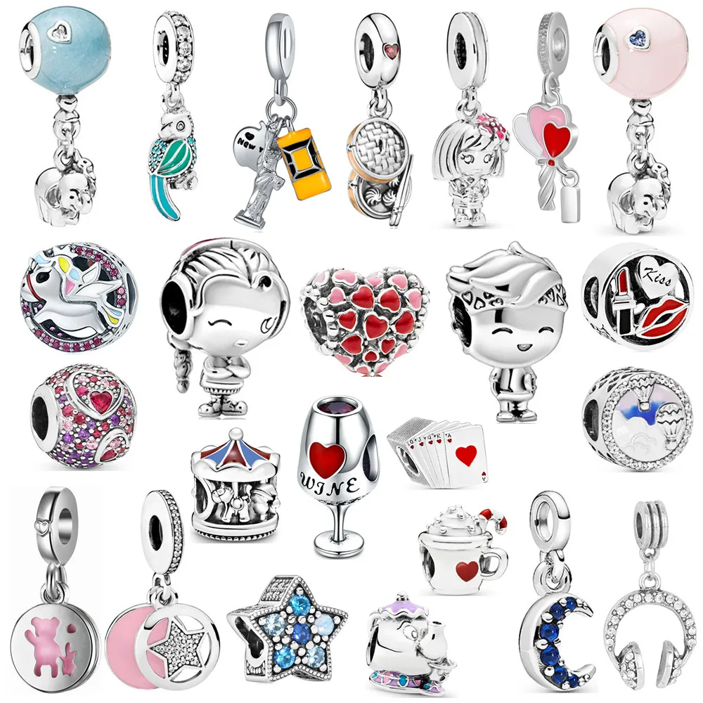 

1Pcs New Cute Boy Girl Star Wine Glass Bead Pendant Suitable for Charm Bracelet Necklace Accessory Women DIY Jewelry Making Gift