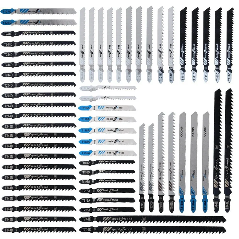 

61 Pcs Jigsaw Blades Set For Wood And Metal Cutting (T144D,T111C,T101B,T101BR,T119BO,T118A,T101AO,T101B,T244D)
