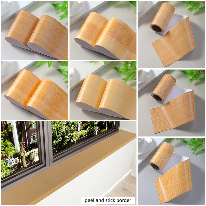 Обои с утолщенной текстурой древесины полосатые края окантовка для оконного