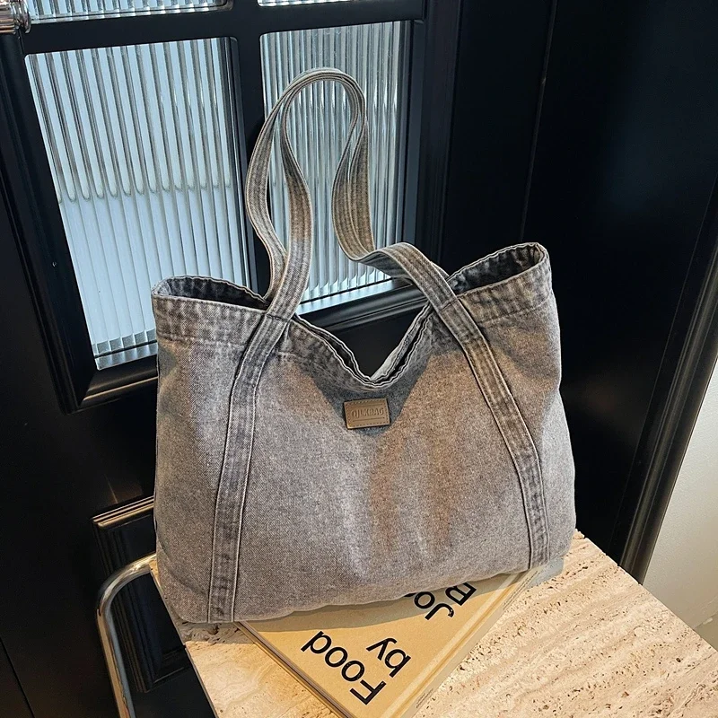 Джинсовые сумки-тоут большой вместимости высокое качество 2024 швейные нитки