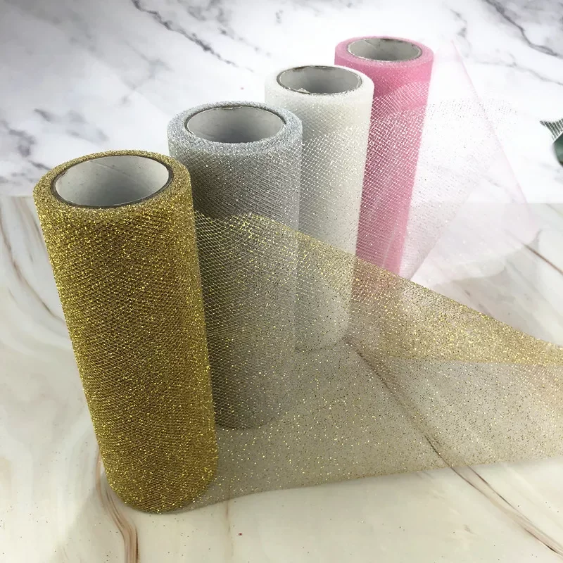 

Glitter Organza Tulle Roll Spool Fabric Ribbon DIY Tutu Skirt Gift Craft Baby Shower Wedding Party Decoration Gold Silver