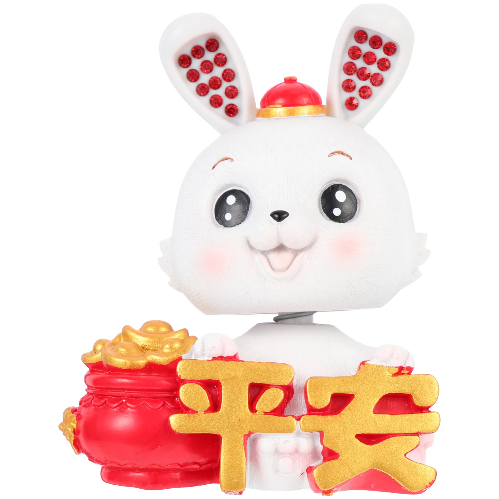 

Rabbit Figurines Bunny Resin Ornaments Figurine Miniature Head Shaking Carmini Cat Ornament Desktopdashboard Interior Bobblehead