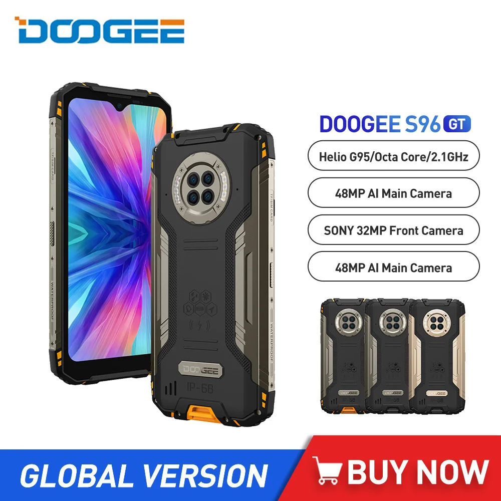 Смартфон DOOGEE S96 GT, IP68, упрочненный, Helio G95, 6,22 дюйма, FHD +, Android 12, камера ночного видения, 6350 мАч