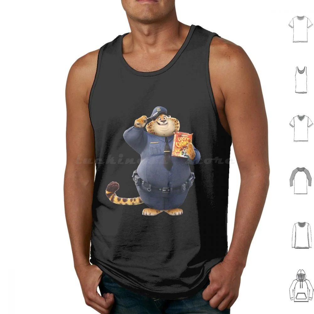 

Clawhauser Tank Tops Vest Sleeveless Fat Cheetah Funny Cute Overweight Donut Lover Cereal Chubby Lucky Chomp Clawhauser Eating