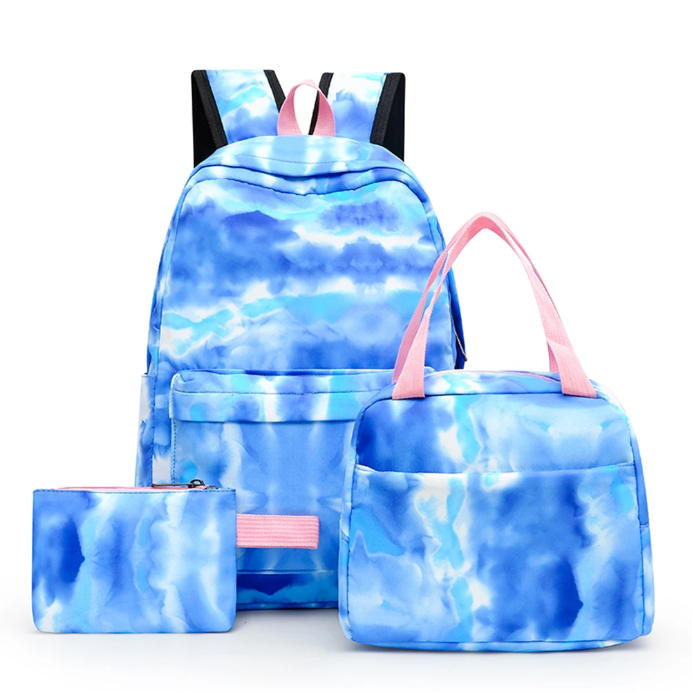 

3pcs/set Student Schoolbags Fashion Tie Dye Printing Women Backpack Laptop Bookbags Pencil Case Purse Set for Teenagers Girls