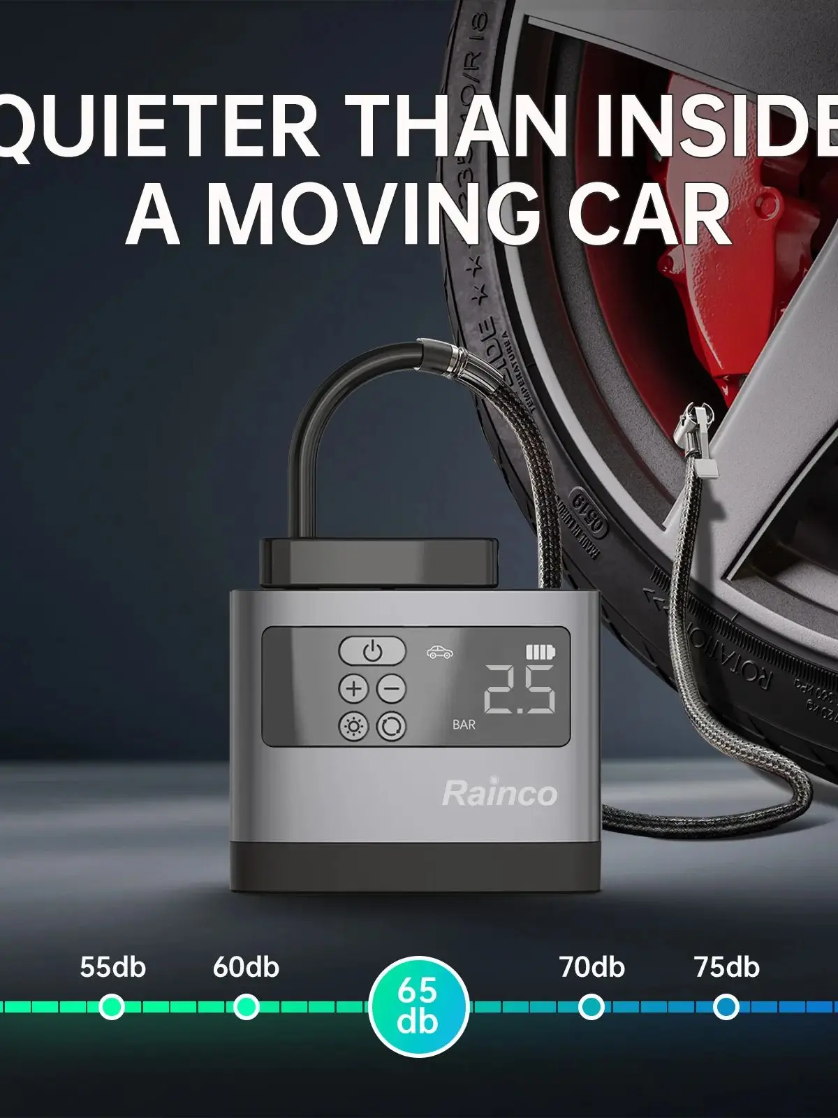 Мини-портативный воздушный компрессор Rainco GTI50 с технологией светодиодных диодов