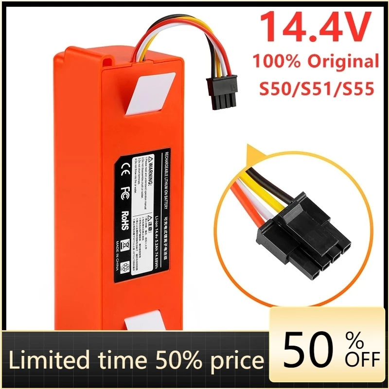 

Robotic Vacuum cleaner Replacement Battery for Xiaomi Robot Roborock S50 S51 S55 Accessory Spare Parts li-ion battery 9800mAh