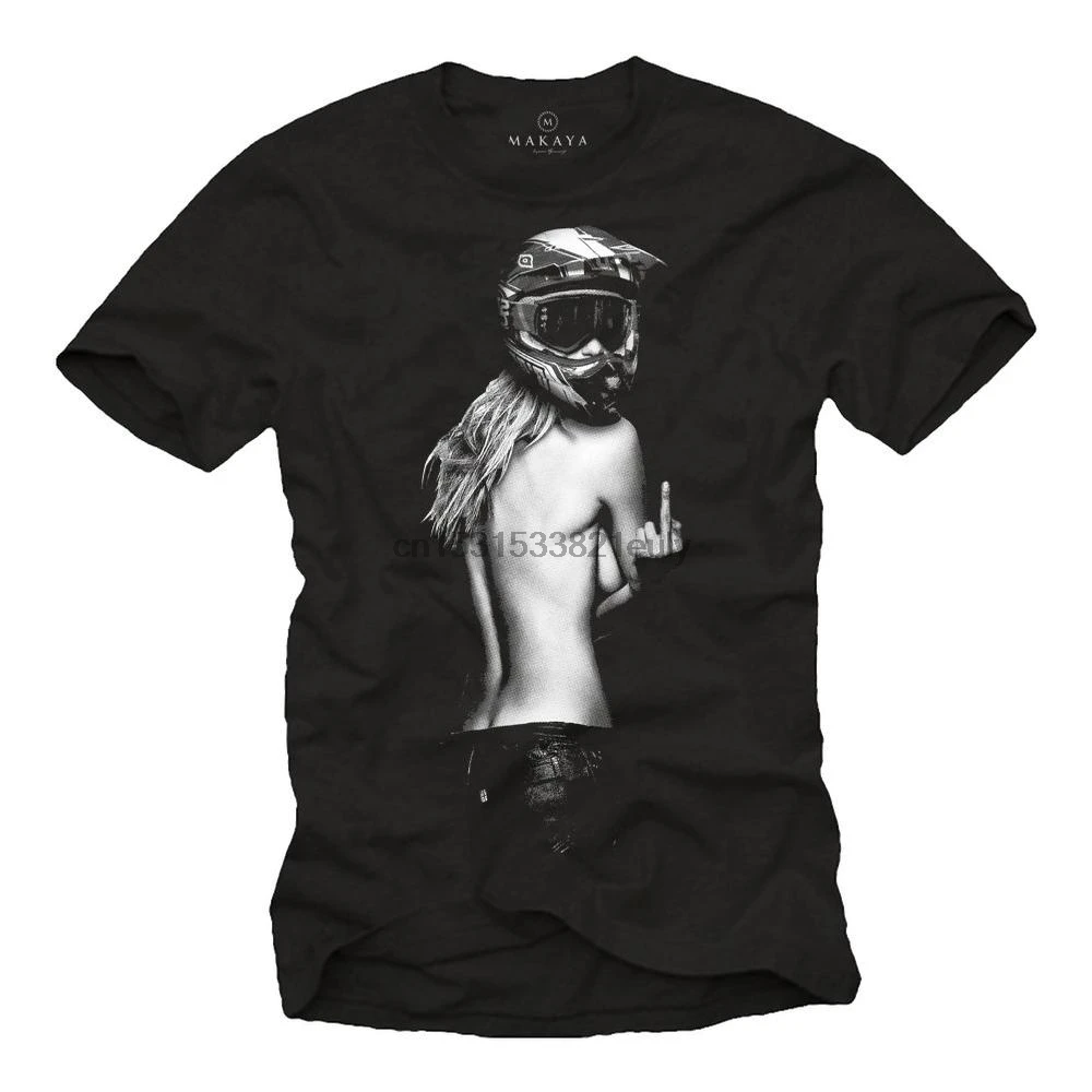 

TX Mens Motocross T Shirt Cool Girl with Helmet black Motorcycle Gifts for Him S XXXL