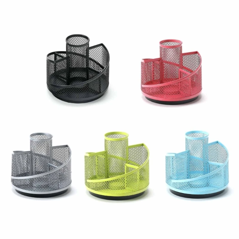 

Rotatable Pen Holder Multiple Compartments Desk Makeup Brush Organizer Holder Y3ND