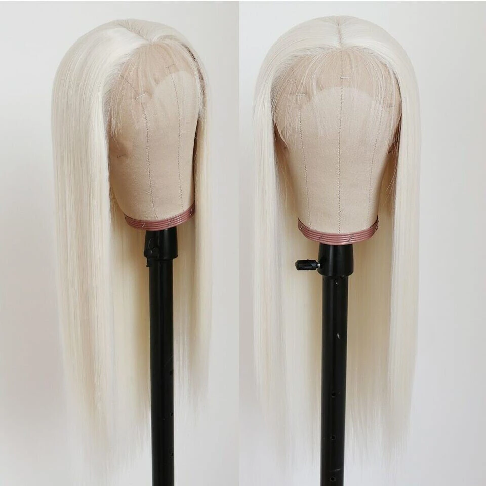 Парики из синтетических волос на сетке спереди для женщин прямые Платиновый