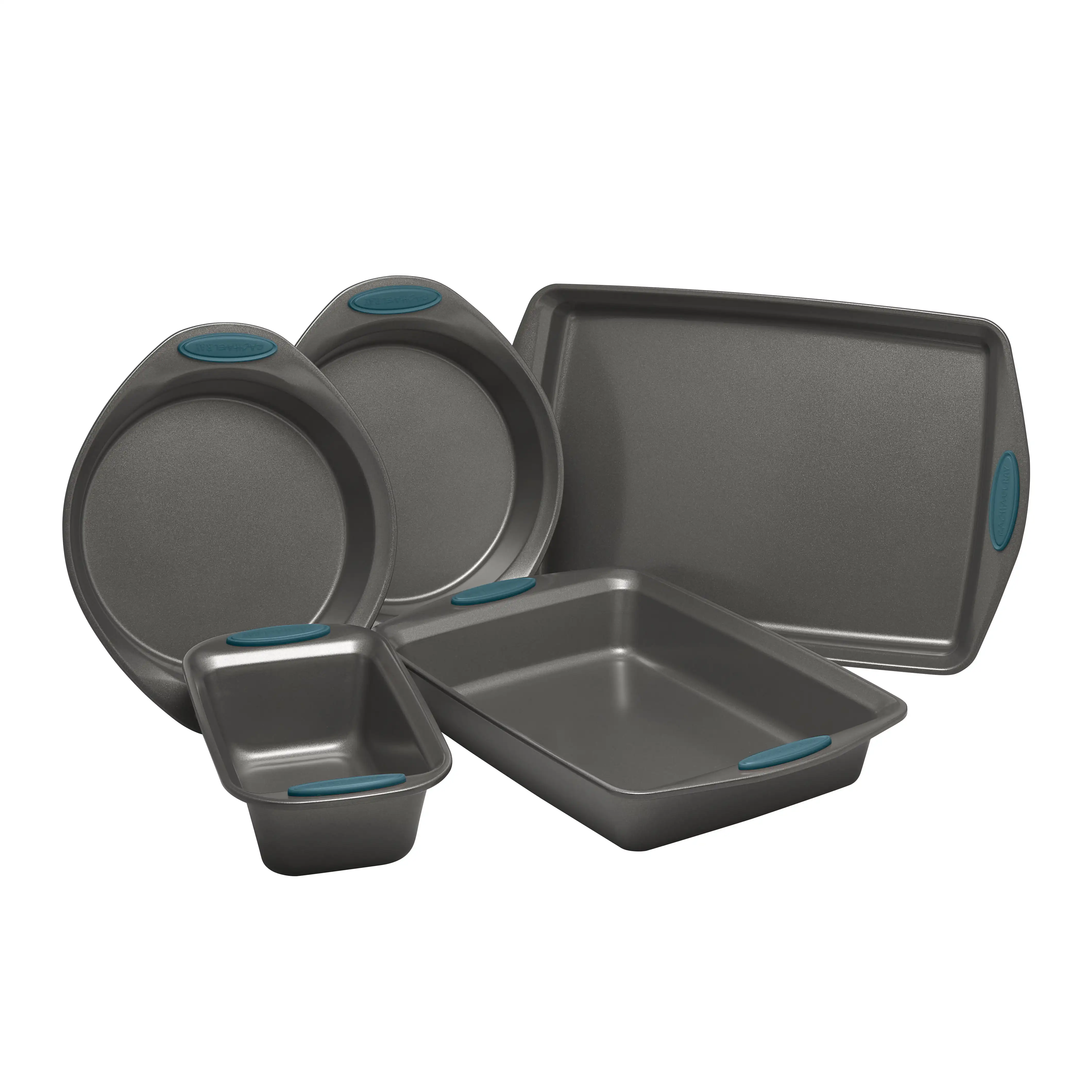 

Rachael Ray 5-Piece Yum-o! Nonstick Bakeware Baking Pans Set, Gray and Marine Blue