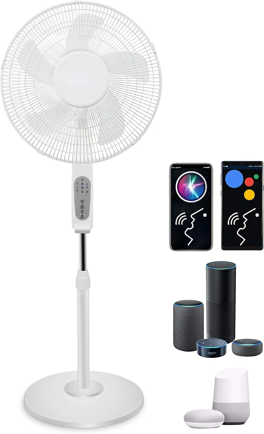 

WiFi Smart Fans Oscillating Fan Alexa Google Siri Remote Voice Control, Standing Fan Oscillating Pedestal Fan, Floor Fans for Be
