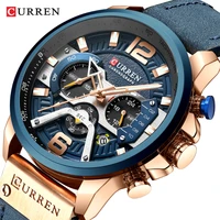 curren casual sport quartz watches for men top brand luxury military leather wristwatch men clock fashion chronograph wristwatch