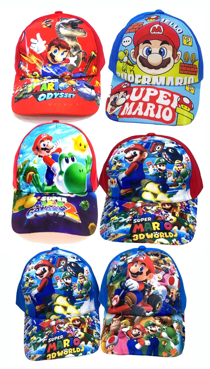 

Children's Baseball Cap anime Super Mario Boy Girls Hat Baseball Cap Children Cotton Sun Hat Child Outdoor Visor Hats