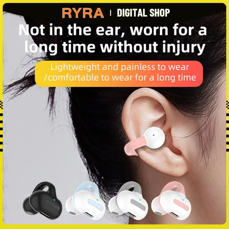 

RYRA True Air Conduction Earphone Bluetooth Single Ear Clip On Ear Earring Wireless Headphones Sports Headsets Ear Hook With Mic