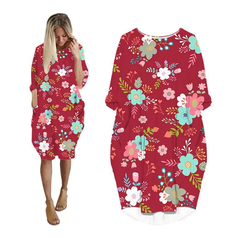 

Повседневные летние платья-миди для женщин, корейская мода, женская одежда с длинным рукавом, одежда больших размеров, богемное женское пла...