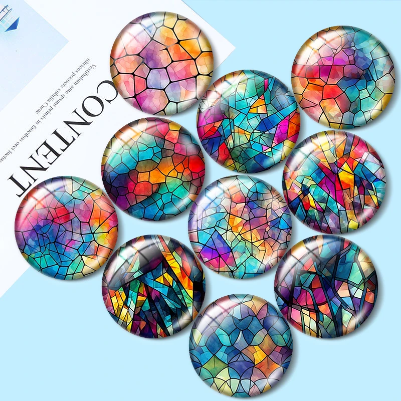 

Abstract Ink Crushed Glass Art 10pcs 12mm/25mm/30mm Round photo glass cabochon demo flat backMaking findings