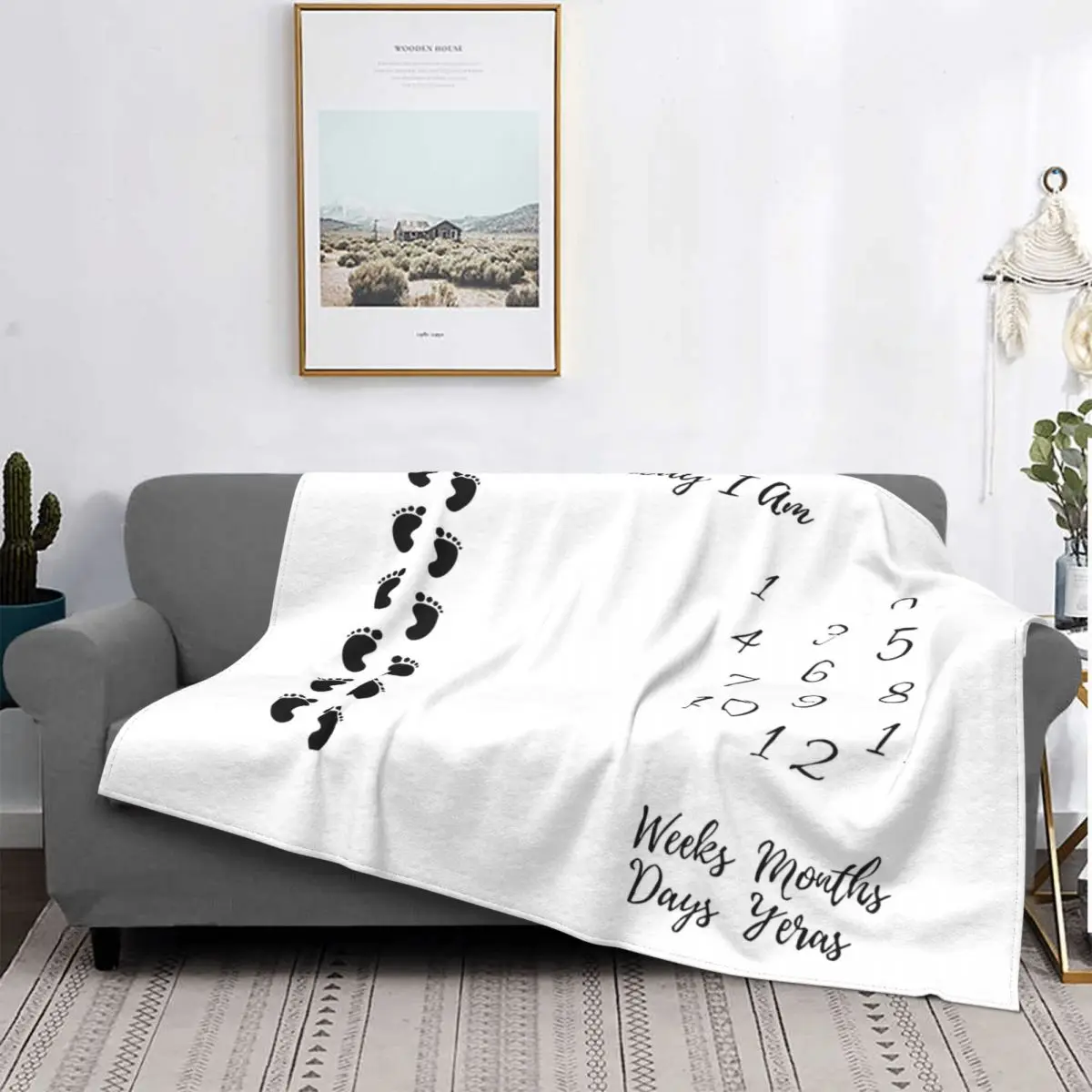 

Newborn Infants Photography Milestone Blankets Flannel Monthly Record Growth Baby Throw Blanket for Bedding Office Bedspread