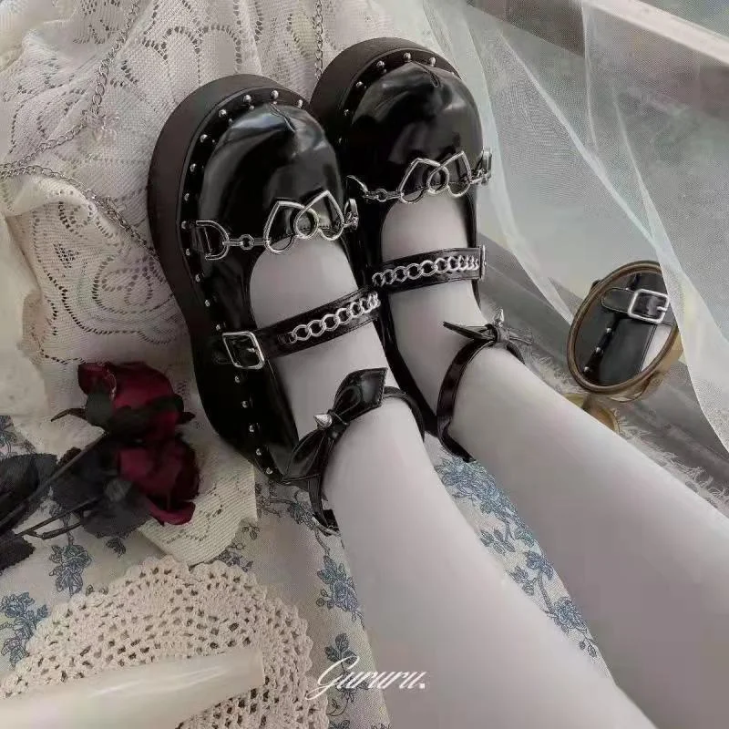 

Brand Design Dropship Sweet Lolita Style Gothic Cosplay Black Pink Cozy Wedges Mary Jane High Heels Pumps Platform Shoes Woman