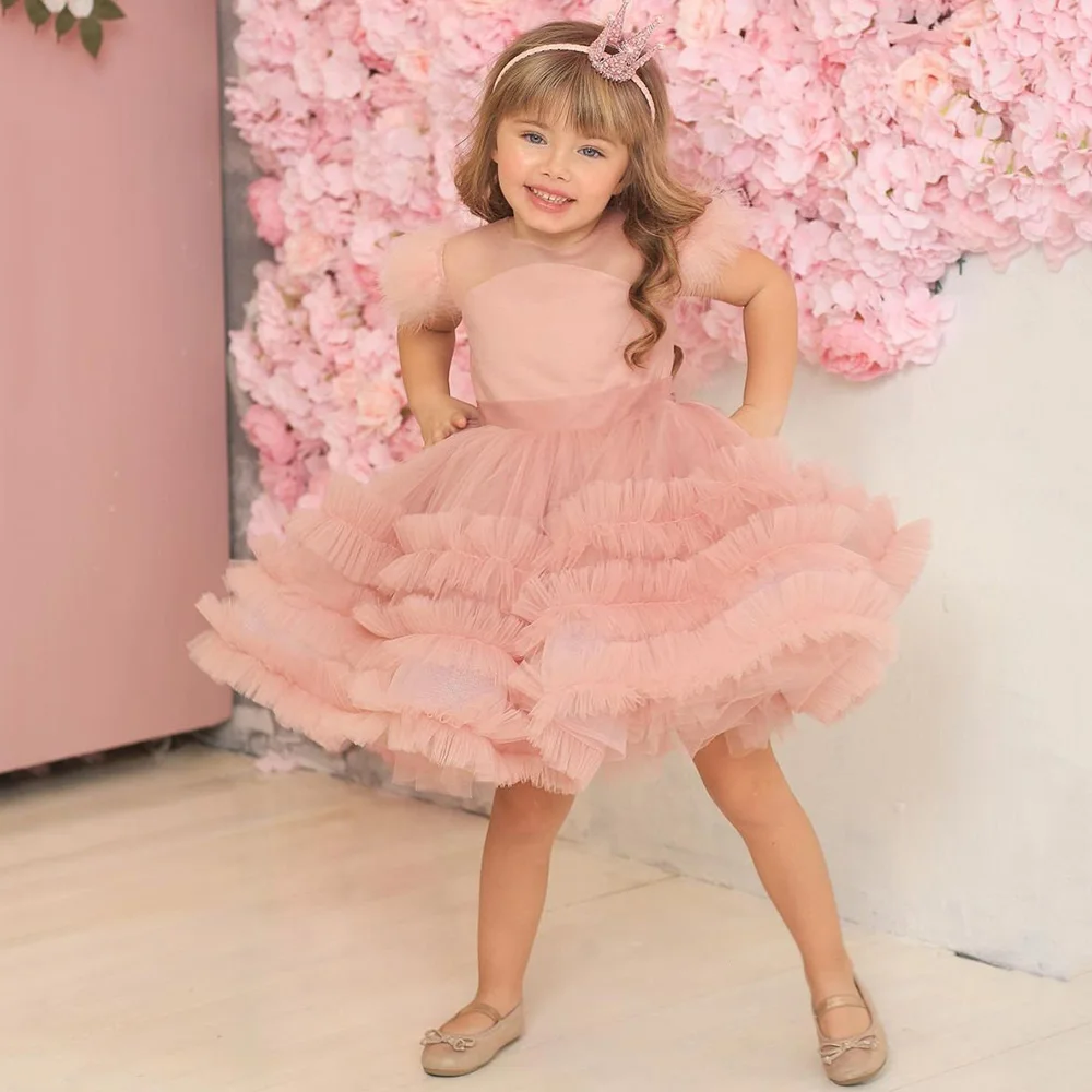 

ADLN Princess Tired Skirt Kid Birthday Party Dress A-line Knee Length Flower Girl Dresses Formal Dance Wear First Communion Gown