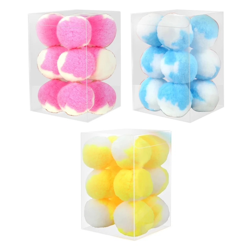

12 Pieces Ball Toys 1.77" Small Plush Balls Bright Color Kitten Chasing Ball 090C