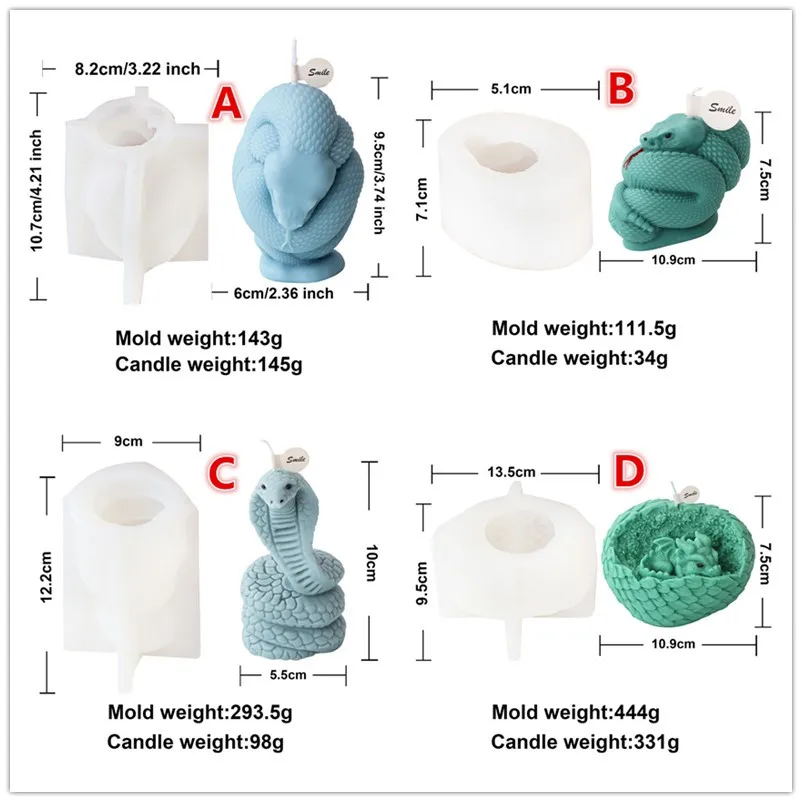 3D Силиконовая Форма Для Змеи Ароматерапевтическая Свеча Набор сделай Сам Кобра