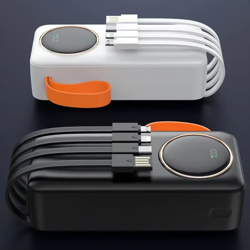 66 Вт светодиодный дисплей Power Bank 50000 мАч встроенный кабель быстрая зарядка