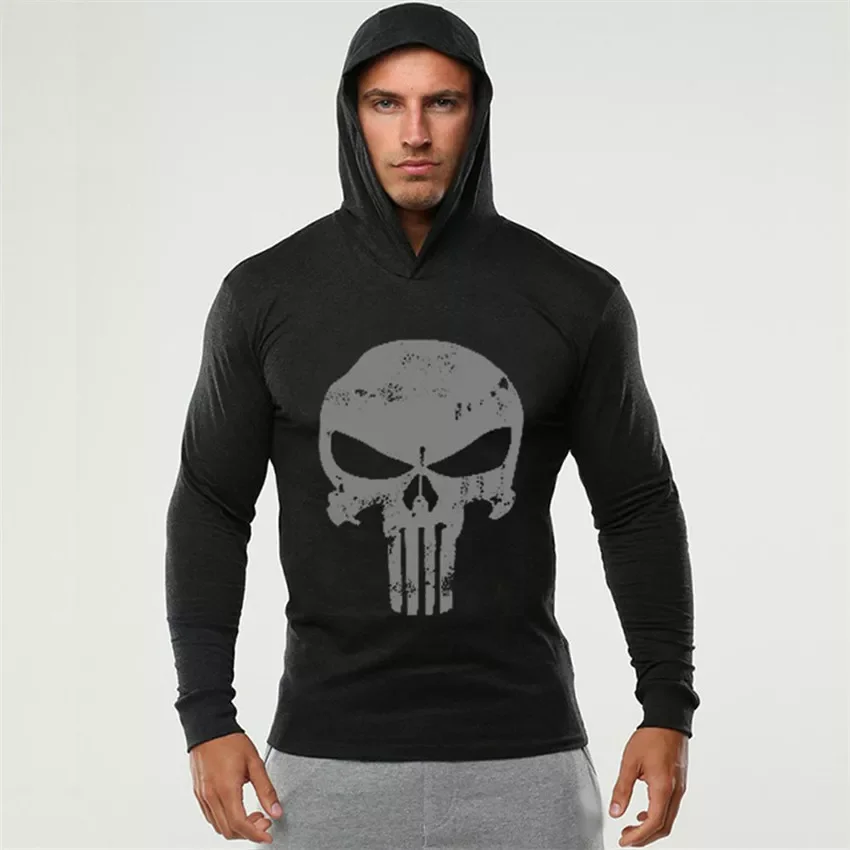 

Men Bodybuilding Hoodies Sweatshirt Pullover Hip Hop Mens Clothing punisher Gyms Sportswear Cotton Workout Thin hoodie Hoody XXL