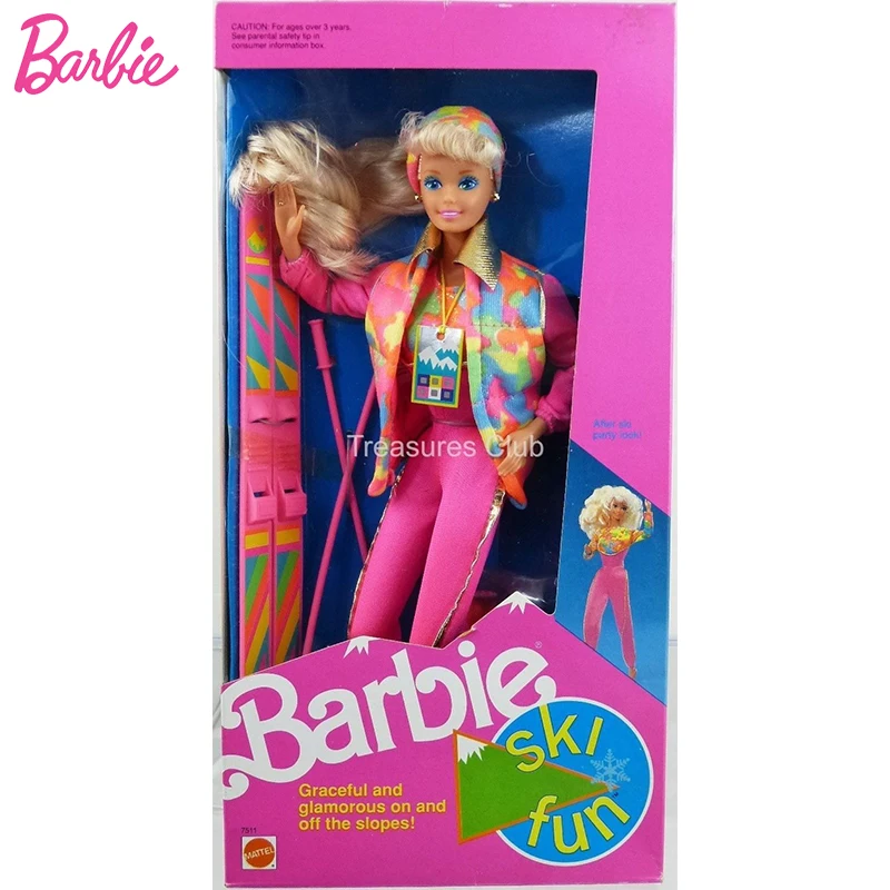 

Оригинальные куклы Барби для катания на лыжах 1990, спортивные лыжи, Сладкая улыбка с лыжником, Костюмные Игрушки для девочек, аксессуары, кол...