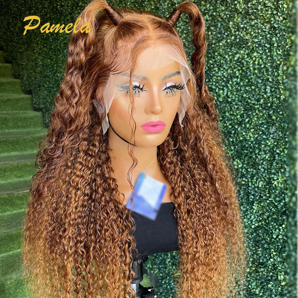 Фото Парик из 100% натуральных бразильских волос Lagos Hairline Ombre, кудрявый, с прозрачной кружевной передней частью 13x6, распродажа. №3