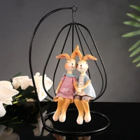 creative iron rabbit hanging chair nordic ornaments home decoration crafts for her birthday gift desktop dcorations