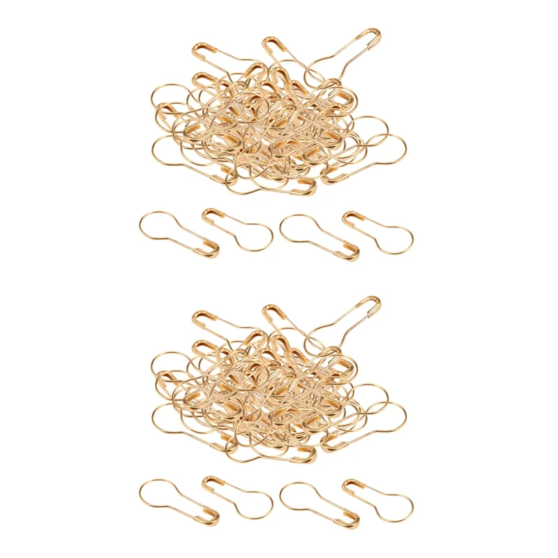 

Gourd Hooks Calabash Shape Safety Pins Swing Tag 200 Pcs Gold Tone