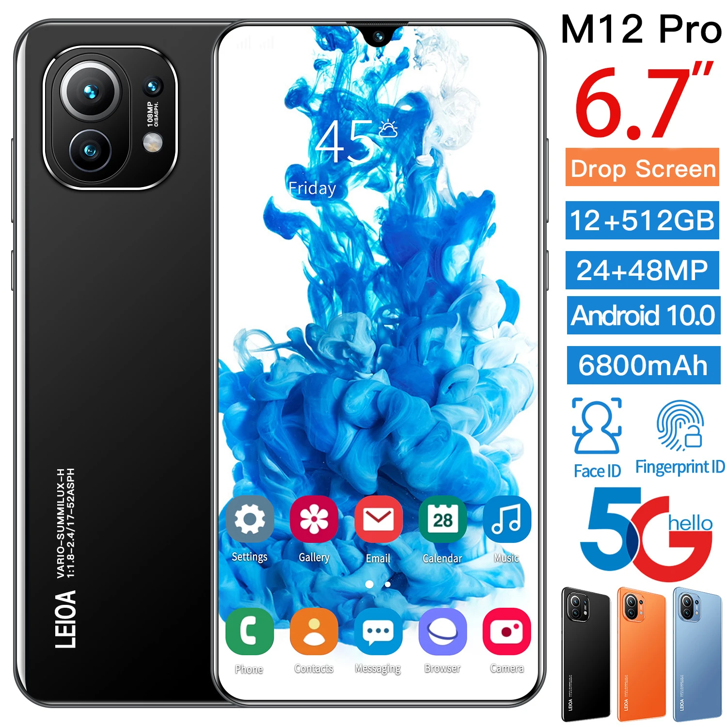 

Смартфон M12 Pro, 2022 дюйма, 24 + 48 Мп, 12 + 6,7 ГБ, две SIM-карты
