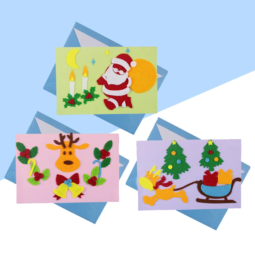 

3PCS Diy Christmas Cards Xmas Holiday Greeting Cards Christmas Crafting Supplies Greeting Cards