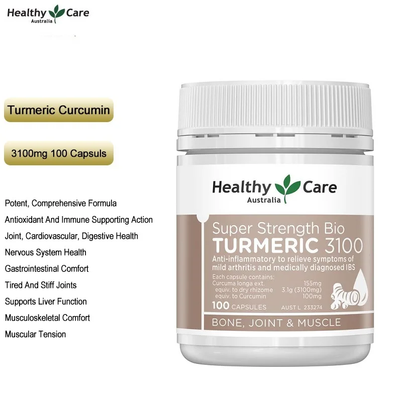 

Healthy Care Turmeric Curcumin 3100mg 100Capsule Joint Liver Digestive Nervous System Health Prevent Cancer Relief IBS Arthritis