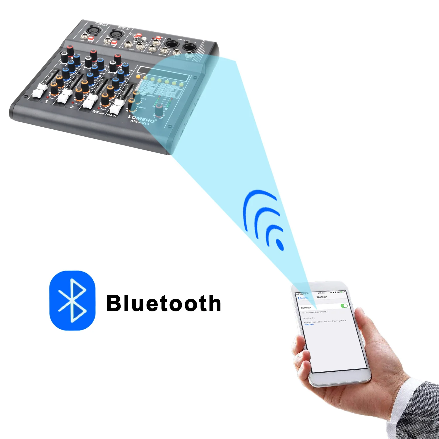 LOMEHO микшерный пульт для эффектов 320 2 моно каналов 1 стерео канала Bluetooth 4-канальный