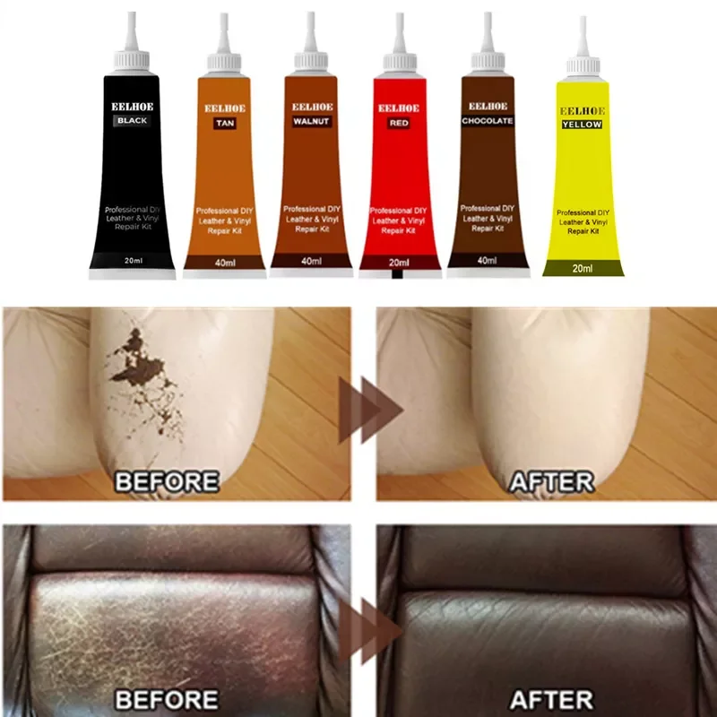 

20/40ml Car Leather Filler Repair Cream Scratch Restoration Crack Rip Repair Gel Liquid Car Seat Home Complementary Color Paste