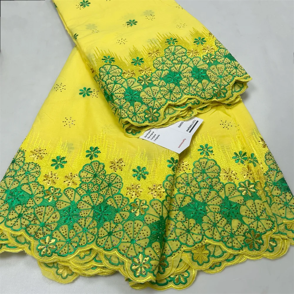 

Best Nigerian Cotton Lace Fabric with Stones 2023 High Quality African Swiss Voile Lace Fabric For Sewing Woman Party Dresses