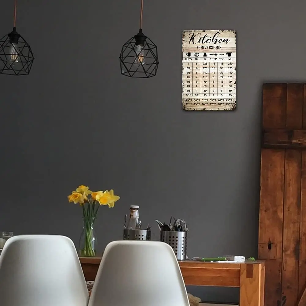 dom rustykalna kuchnia znaki dekoracje ścienne zabawna wykres konwersji metalowy blaszany znak styl rustykalny spiżarnia Home Decor