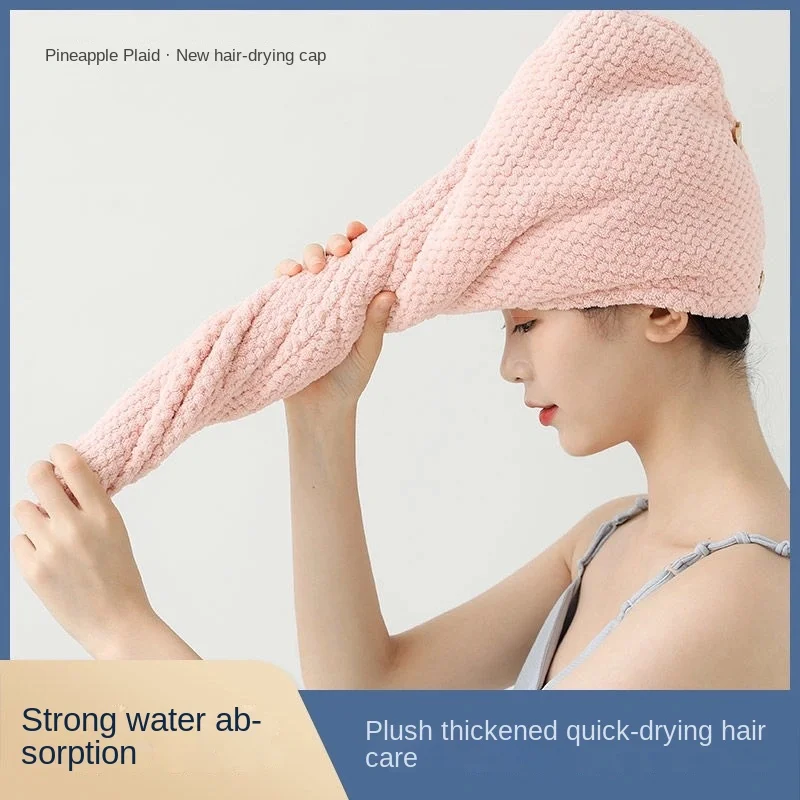 

3 Pcs Hair-Drying Cap Absorbent Pineapple Plaid Coral Fleece Towel Long Hair Thickened Shower Cap Towels Bathroom Beach Towel