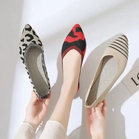2022 fashion slip on mesh loafers breathable stretch ballet shallow flats women soft bottom pointed toe boat shoes