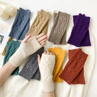 half finger knitted gloves autumn winter warm wool fingerless gloves men women all match soft wrist gloves mittens warmers