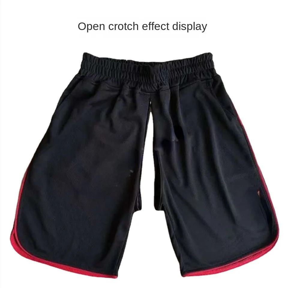 Sports Shorts Female Invisible Open-Seat Pants Female Fitness Yoga Pants Female Double Layer Training Run Thin Quick-Dry Pants