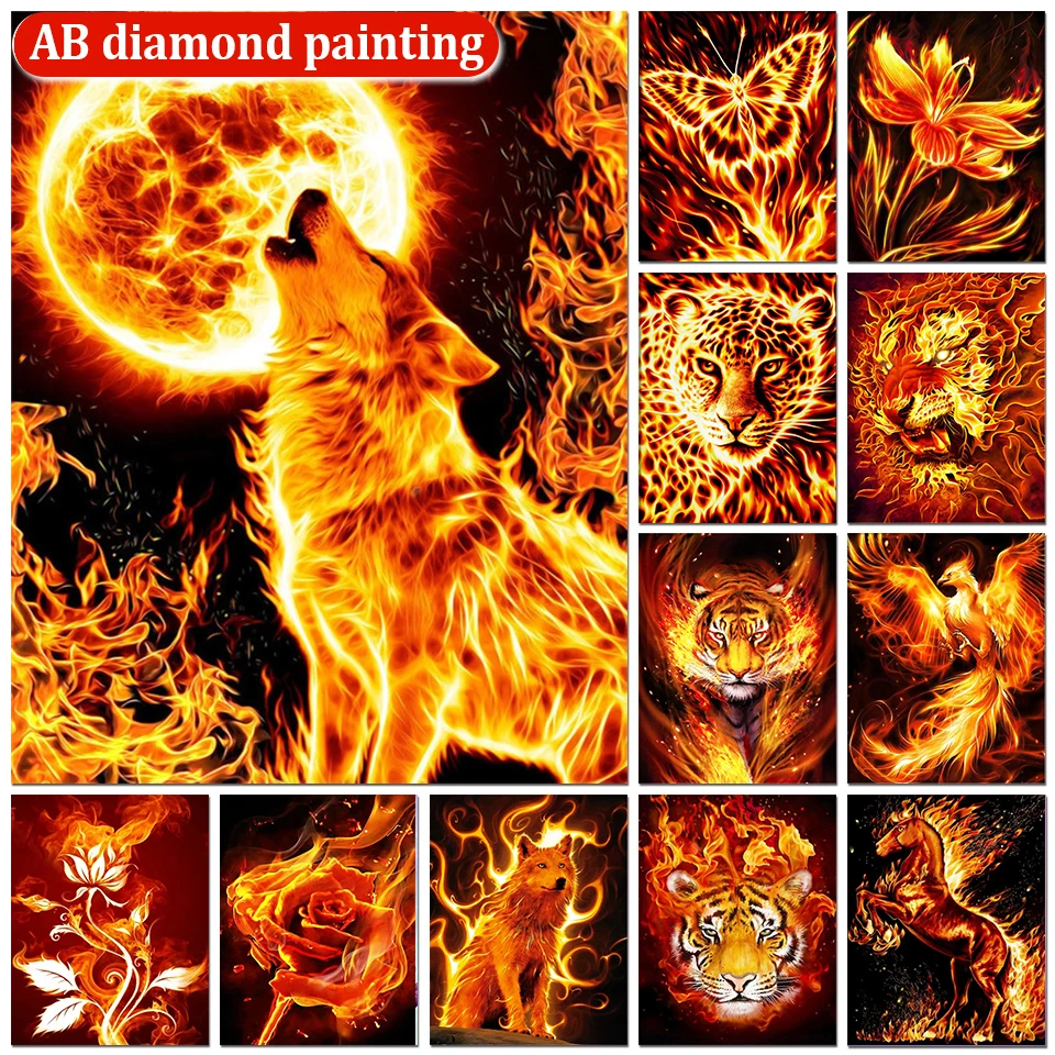 

Diamond Painting Tiger Phoenix Children's Room Decoration AB Drill Diamond Embroidery Horse Animal Rhinestone Cross Stitch Gift