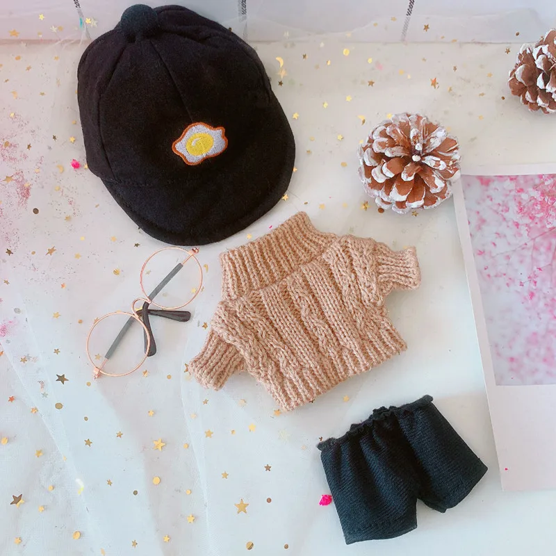 

Кукла Плюшевая 20 см, Одежда для куклы, милая Кепка с козырьком, шапка, обувь, костюм, мягкие игрушки, куклы, аксессуары для корейских кукол Kpop, ...